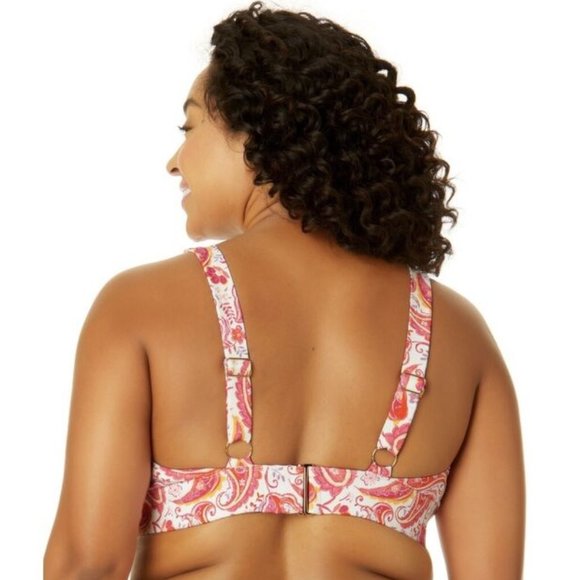 TIME & TRU Womens Plus 3X 24W-26W Paint Me Paisley Plunge Bikini TOP NWT - Picture 4 of 5